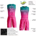 Custom Basketball Jersey with Name and Number - Personalized Teal Pink Round Neck Sublimation Suit Personalized Teal Pink