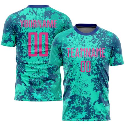 Personalized Soccer Jersey Team Custom Name & Number Teal Pink-Royal Uniform Personalized Teal Pink-Royal Sublimation Soccer