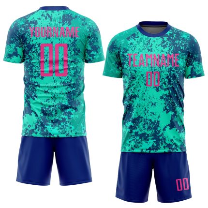 Personalized Soccer Jersey Team Custom Name & Number Teal Pink-Royal Uniform Personalized Teal Pink-Royal Sublimation Soccer