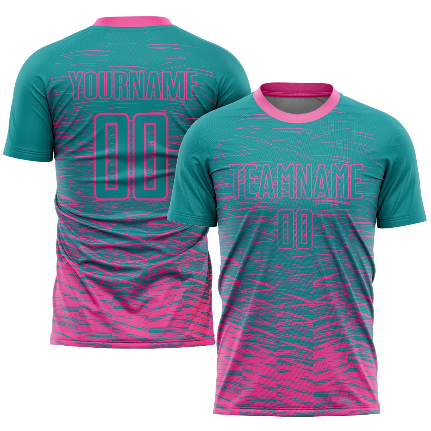 Custom Soccer Jersey with Personalized Name and Number - Teal Pink Sublimation Team Uniform Personalized Teal Pink Sublimation
