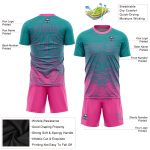 Custom Soccer Jersey with Personalized Name and Number - Teal Pink Sublimation Team Uniform Personalized Teal Pink Sublimation