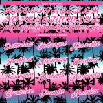 Custom Name Number Performance T-Shirt with Teal Pink White 3D Hawaii Palm Trees Design Personalized Teal Pink-White 3D Pattern