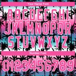 Custom Name Number Performance T-Shirt with Teal Pink White 3D Hawaii Palm Trees Design Personalized Teal Pink-White 3D Pattern