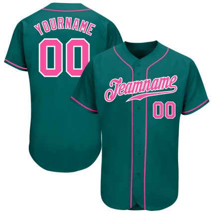 Custom Baseball Jersey - Personalized Teal Pink White Design with Team Name and Number Personalized Teal Pink-White Authentic