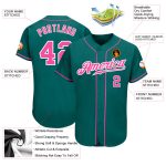 Custom Baseball Jersey - Personalized Teal Pink White Design with Team Name and Number Personalized Teal Pink-White Authentic