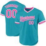 Custom Name Number Baseball Jersey - Personalized Teal Pink White Authentic Throwback Team Jersey Personalized Teal Pink-White