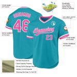 Custom Name Number Baseball Jersey - Personalized Teal Pink White Authentic Throwback Team Jersey Personalized Teal Pink-White