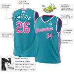Personalized Teal Pink White Basketball Jersey | Authentic Throwback Design Personalized Teal Pink-White Authentic Throwback
