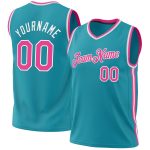 Personalized Teal Pink White Basketball Jersey | Authentic Throwback Design Personalized Teal Pink-White Authentic Throwback