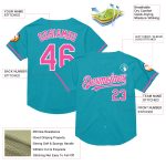 Custom Name and Number Authentic Throwback Baseball Jersey in Teal, Pink, White - Personalized Team Gear Personalized Teal
