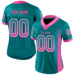 Custom Name Number Mesh Football Jersey - Personalized Teal Pink White Drift Fashion Team Apparel Personalized Teal Pink-White