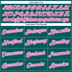 Custom Team Performance T-Shirt with Personalized Name and Number - Teal Pink-White Personalized Teal Pink-White Performance