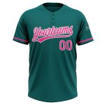 Custom Team Softball Jersey Unisex - Personalized Teal Pink-White with Name and Number Personalized Teal Pink-White Two-Button
