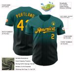 Custom Name and Number Authentic Fade Fashion Baseball Jersey - Personalized Teal Pinstripe Gold-Black Design Personalized