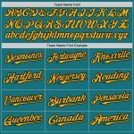 Custom Name and Number Authentic Fade Fashion Baseball Jersey - Personalized Teal Pinstripe Gold-Black Design Personalized