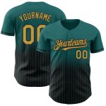 Custom Teal Pinstripe Baseball Jersey with Old Gold-Black Fade, Personalized Name & Number, Authentic Team Apparel Personalized