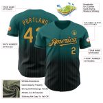 Custom Teal Pinstripe Baseball Jersey with Old Gold-Black Fade, Personalized Name & Number, Authentic Team Apparel Personalized
