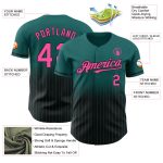 Custom Name and Number Teal Pinstripe Baseball Jersey - Authentic Fade Fashion in Pink and Black Personalized Teal Pinstripe