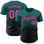 Custom Name and Number Teal Pinstripe Baseball Jersey - Authentic Fade Fashion in Pink and Black Personalized Teal Pinstripe