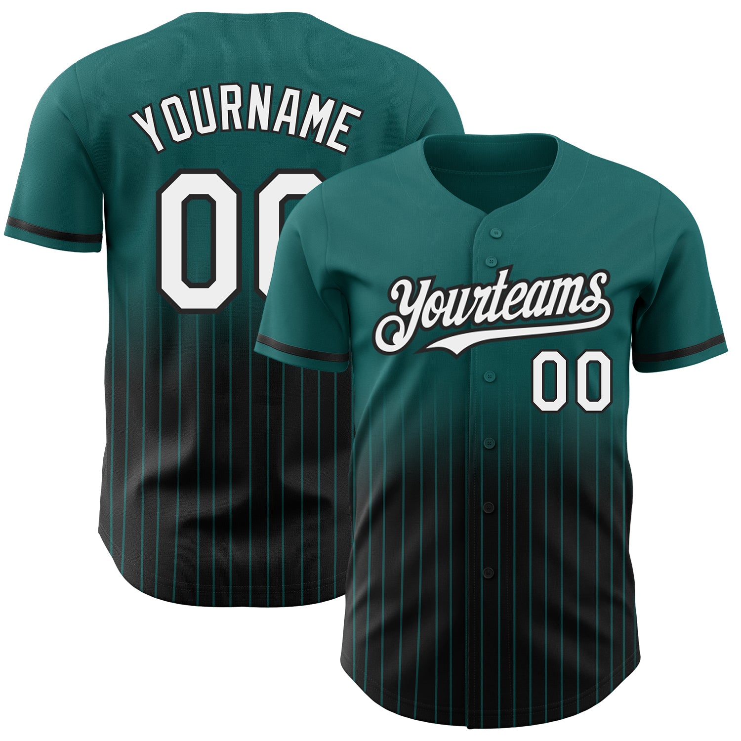Custom Name and Number Teal Pinstripe Baseball Jersey - Personalized Authentic Fade Fashion Team Apparel Personalized Teal
