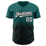 Custom Name and Number Teal Pinstripe Baseball Jersey - Personalized Authentic Fade Fashion Team Apparel Personalized Teal