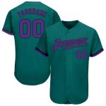 Custom Team Baseball Jersey - Personalized Teal Purple Black with Name & Number Personalized Teal Purple-Black Authentic