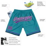 Custom Name Number Authentic Throwback Basketball Shorts Teal Purple Black Personalized Team Design Personalized Teal Purple-Black