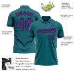Custom Teal Purple-Black Vapor Golf Polo Shirt with Team Name & Number - Personalized Performance Shirt Personalized Teal
