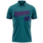 Custom Teal Purple-Black Vapor Golf Polo Shirt with Team Name & Number - Personalized Performance Shirt Personalized Teal
