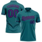 Custom Teal Purple-Black Vapor Golf Polo Shirt with Team Name & Number - Personalized Performance Shirt Personalized Teal