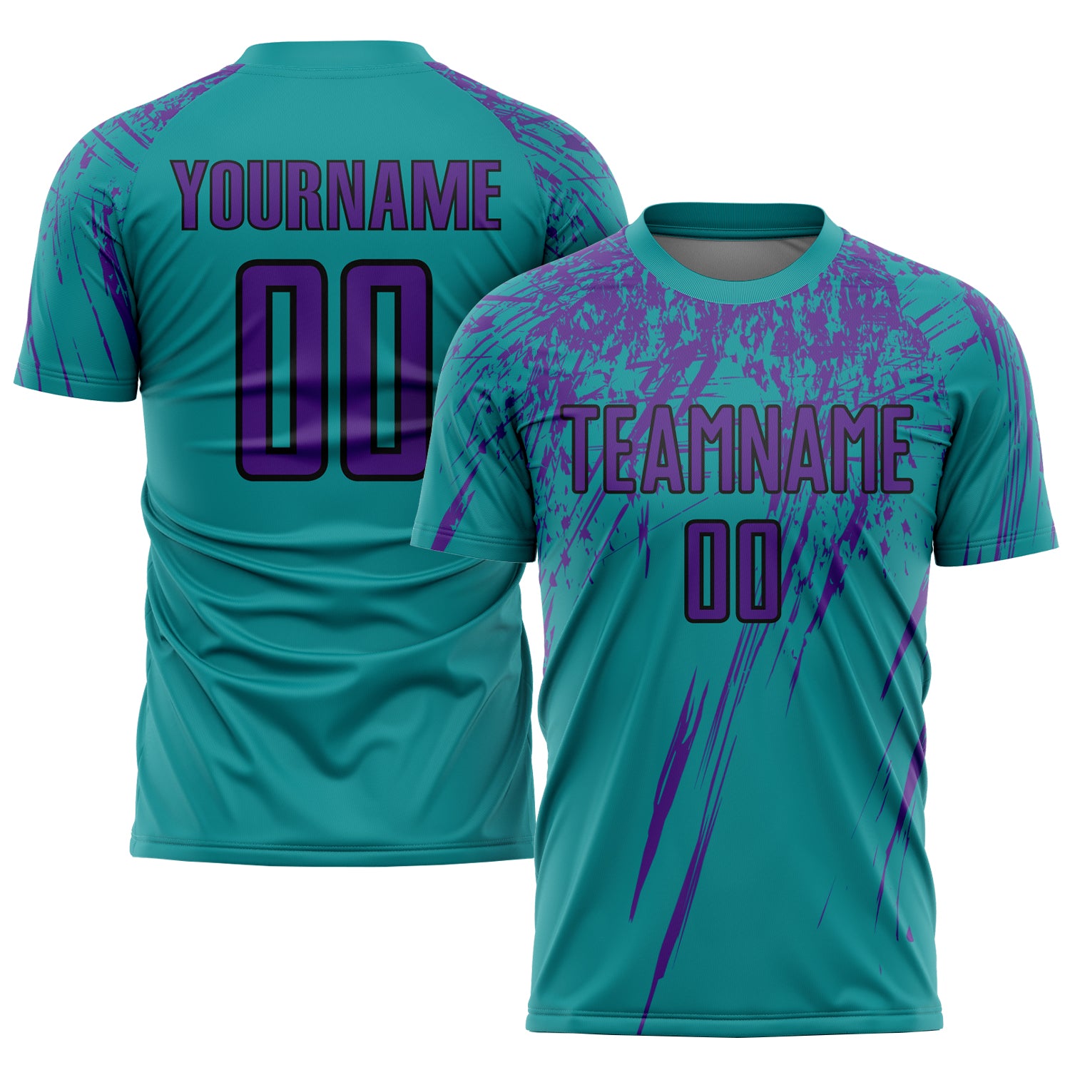Custom Teal Purple Black Soccer Jersey with Name and Number - Personalized Team Uniform Personalized Teal Purple-Black Sublimation