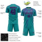 Custom Teal Purple Black Soccer Jersey with Name and Number - Personalized Team Uniform Personalized Teal Purple-Black Sublimation