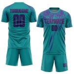Custom Teal Purple Black Soccer Jersey with Name and Number - Personalized Team Uniform Personalized Teal Purple-Black Sublimation