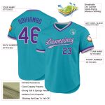 Custom Name and Number Teal Purple Gray Baseball Jersey - Personalized Authentic Throwback Team Jersey Personalized Teal