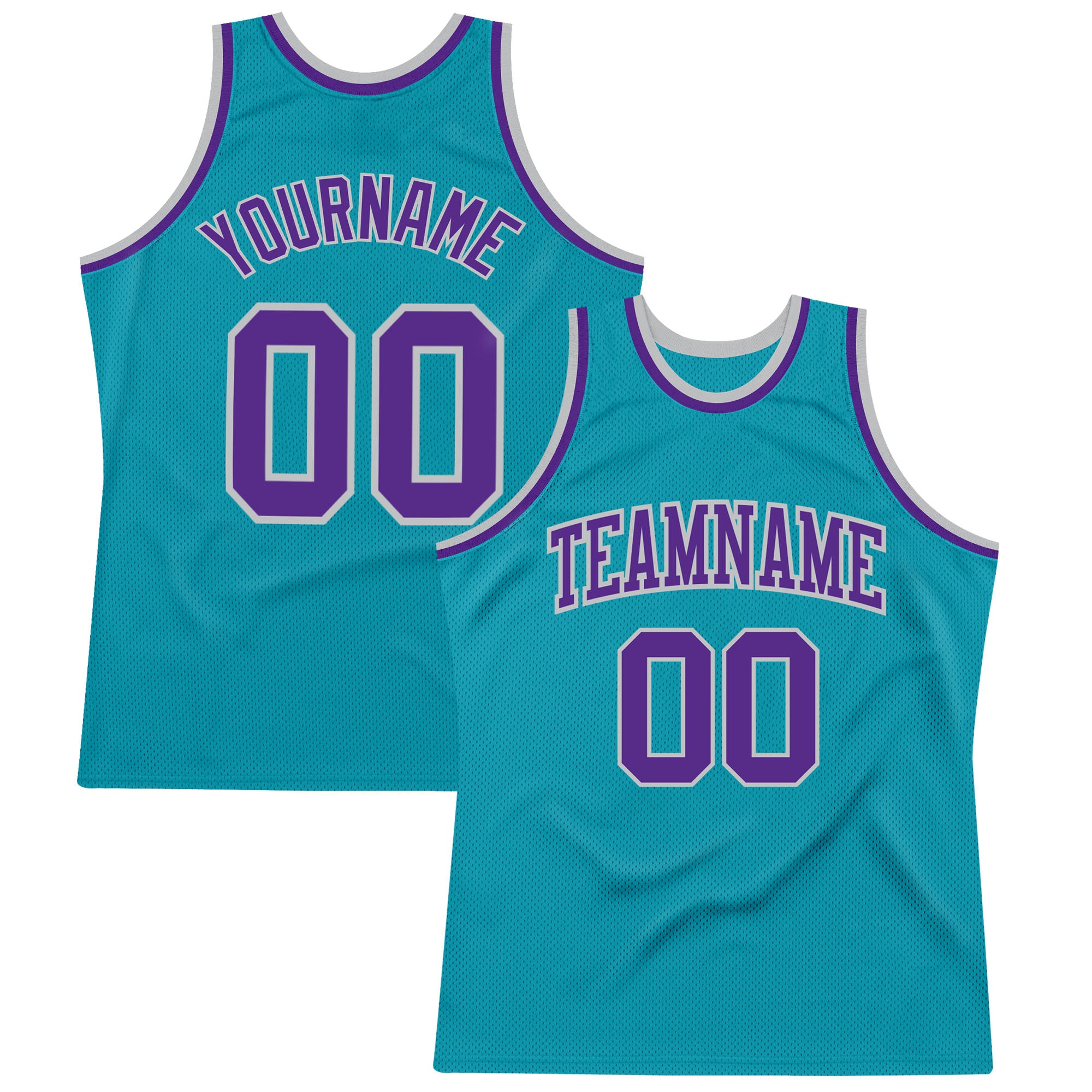 Custom Teal Purple-Gray Basketball Jersey with Personalized Name and Number - Authentic Throwback Style Personalized Teal