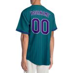 Custom Teal Purple Pinstripe Baseball Jersey with Name and Number - Authentic Team Jersey Personalized Teal Purple Pinstripe