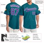 Custom Teal Purple Pinstripe Baseball Jersey with Name and Number - Authentic Team Jersey Personalized Teal Purple Pinstripe
