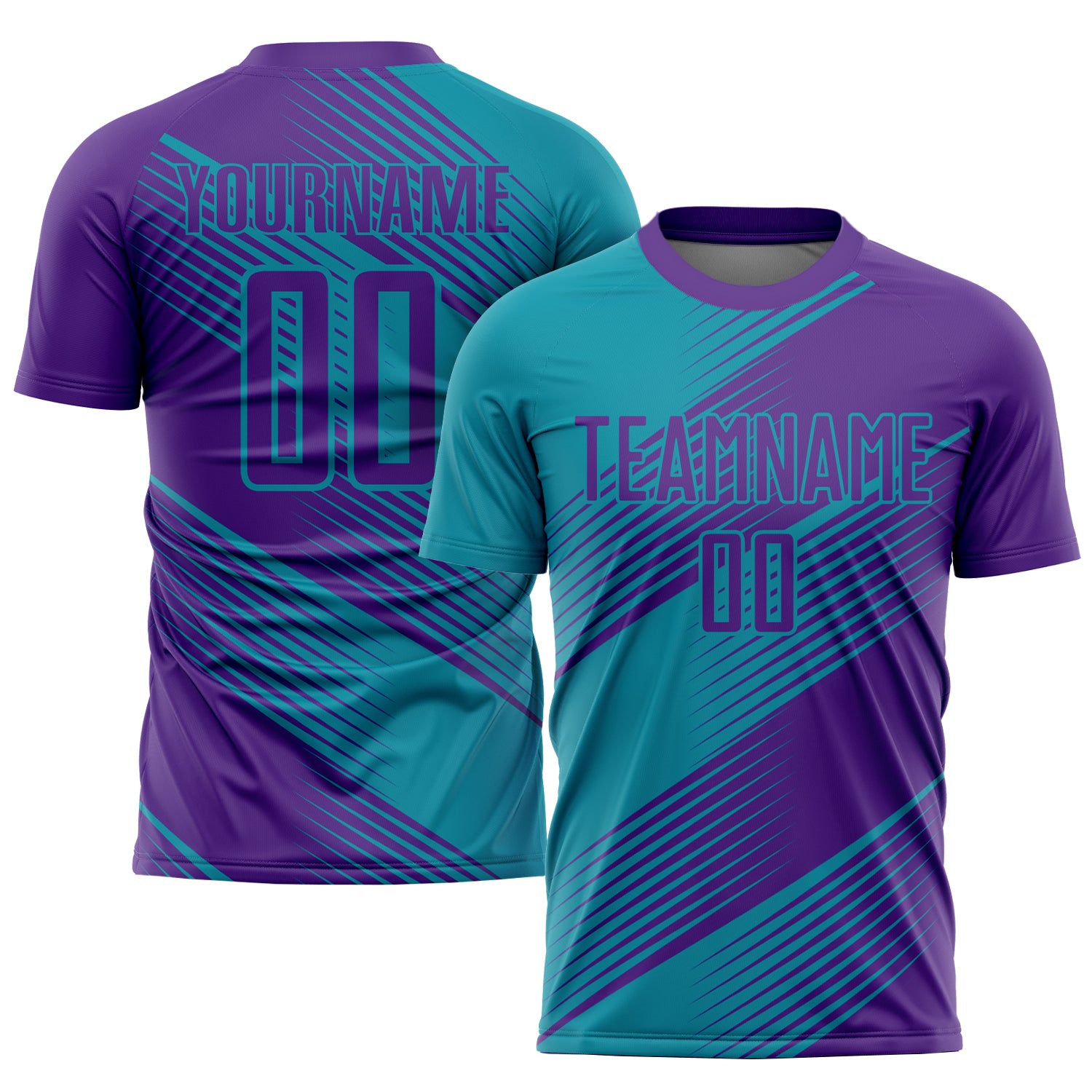 Custom Name Number Sublimation Soccer Jersey - Teal Purple Personalized Team Uniform Personalized Teal Purple Sublimation