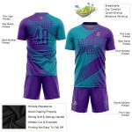 Custom Name Number Sublimation Soccer Jersey - Teal Purple Personalized Team Uniform Personalized Teal Purple Sublimation