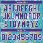 Custom Team T-Shirt with Personalized Name & Number - Teal Purple White 3D Flower Pattern Design Personalized Teal Purple-White