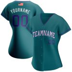 Custom Name & Number Authentic American Flag Baseball Jersey - Personalized Teal Purple-White Team Apparel Personalized Teal