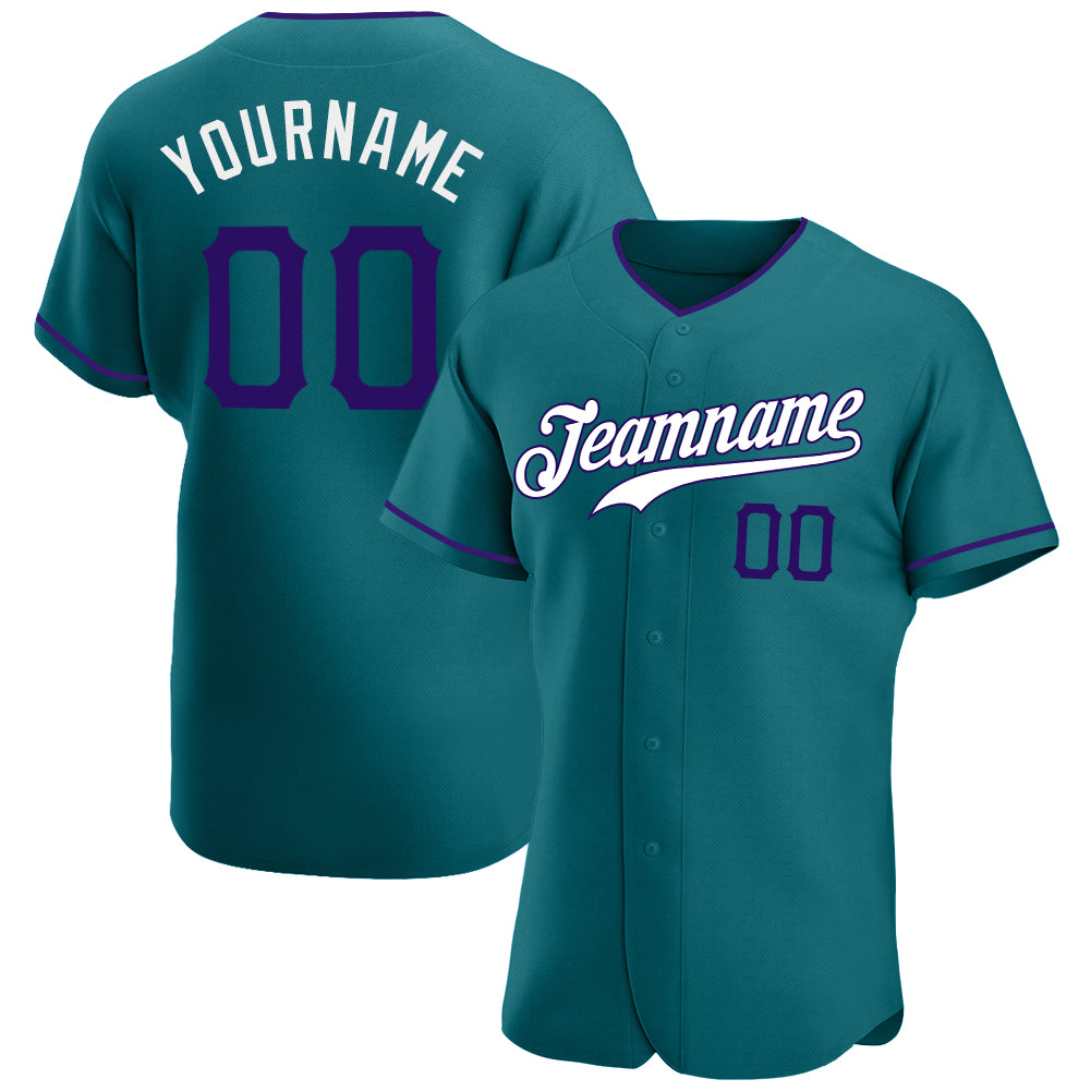 Custom Name and Number Baseball Jersey - Personalized Teal Purple-White Authentic Team Jersey Personalized Teal Purple-White