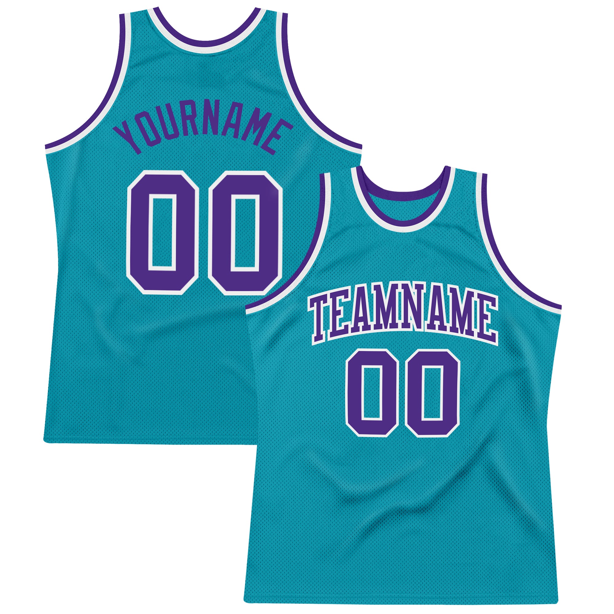 Personalized Authentic Basketball Jersey in Teal Purple and White Throwback Style Personalized Teal Purple-White Authentic