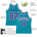 Personalized Authentic Basketball Jersey in Teal Purple and White Throwback Style Personalized Teal Purple-White Authentic