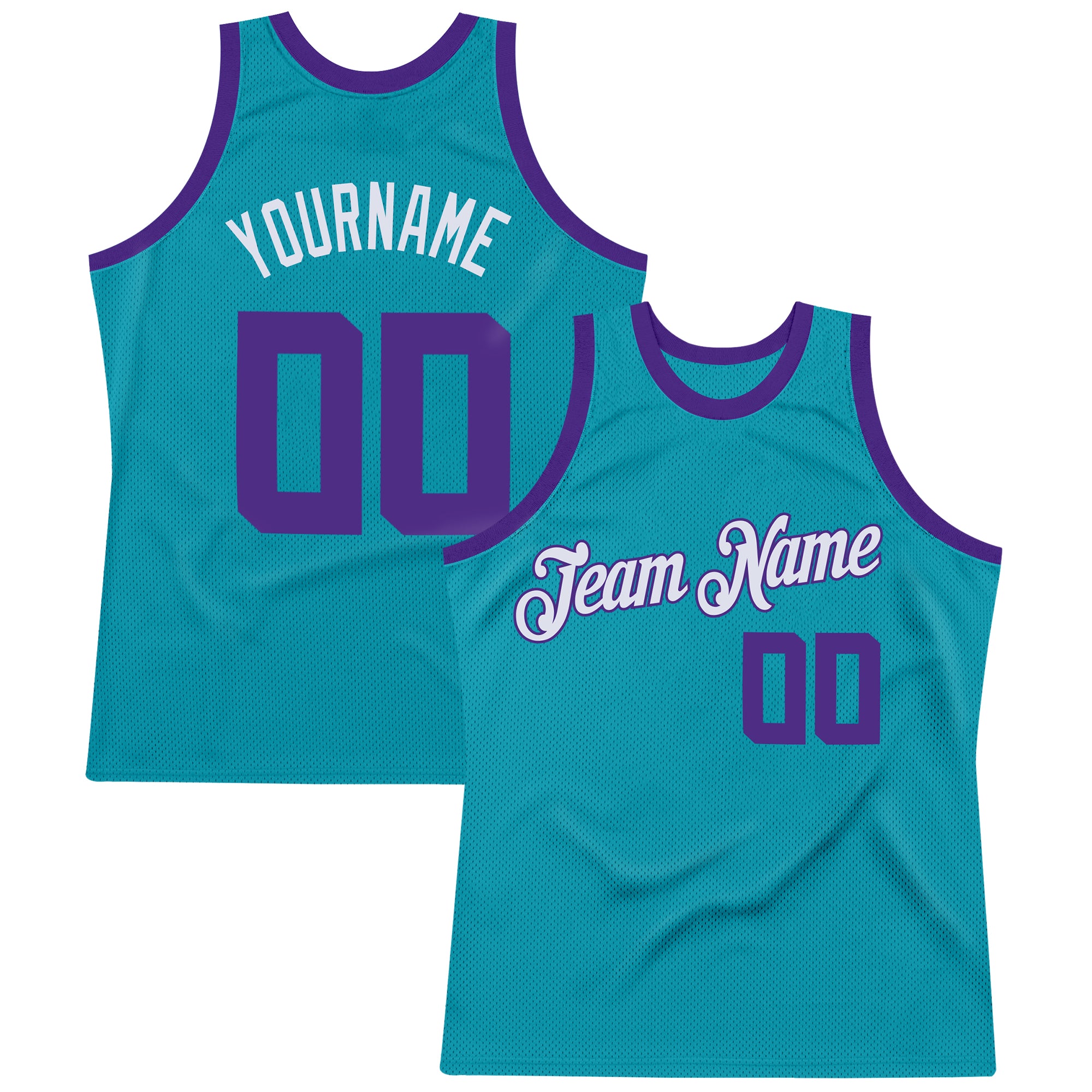 Custom Name and Number Personalized Teal Purple White Basketball Jersey - Authentic Throwback Design Personalized Teal Purple-White