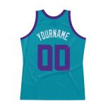 Custom Name and Number Personalized Teal Purple White Basketball Jersey - Authentic Throwback Design Personalized Teal Purple-White