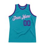 Custom Name and Number Personalized Teal Purple White Basketball Jersey - Authentic Throwback Design Personalized Teal Purple-White