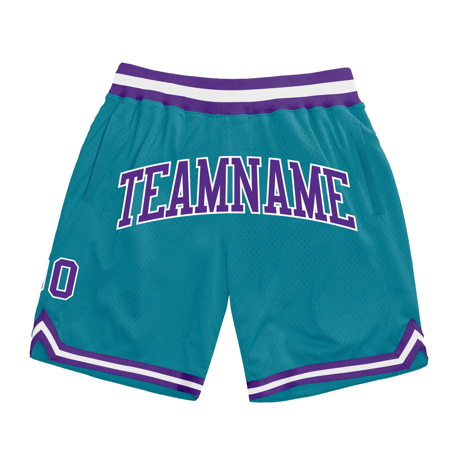 Custom Name and Number Basketball Shorts - Personalized Authentic Throwback in Teal and Purple-White Personalized Teal Purple-White