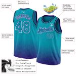 Custom City Edition Basketball Jersey - Personalized Teal Purple White Fade with Team Name and Number Personalized Teal Purple-White