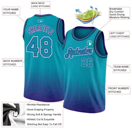 Custom City Edition Basketball Jersey - Personalized Teal Purple White Fade with Team Name and Number Personalized Teal Purple-White